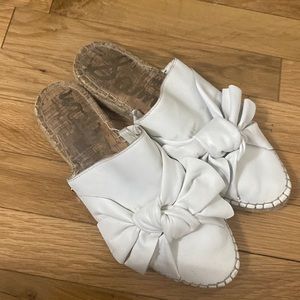 White Sam Edelman espadrille slides